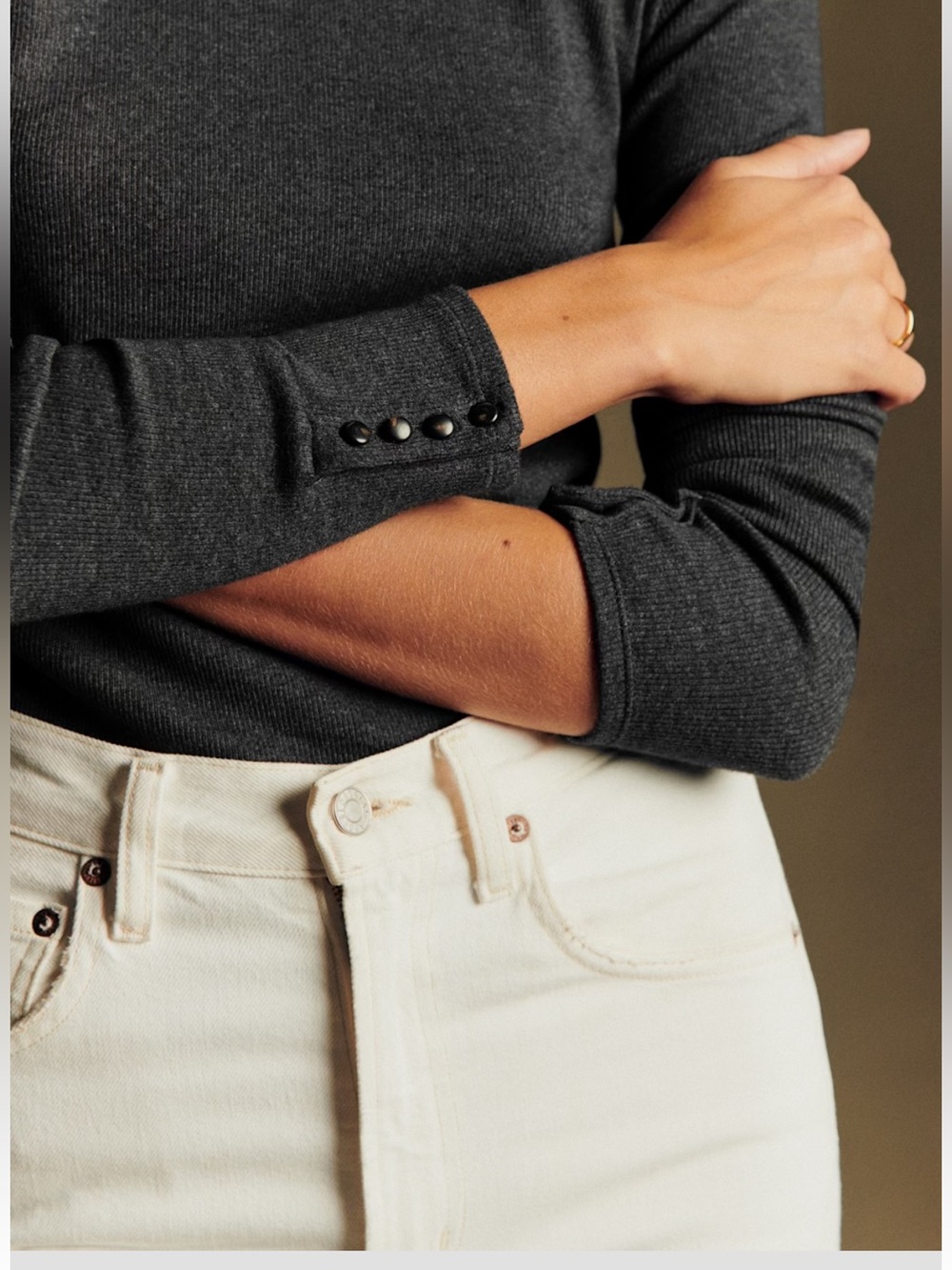 Sezane Felix jumper sweater mock turtle neck top tee blouse charcoal grey